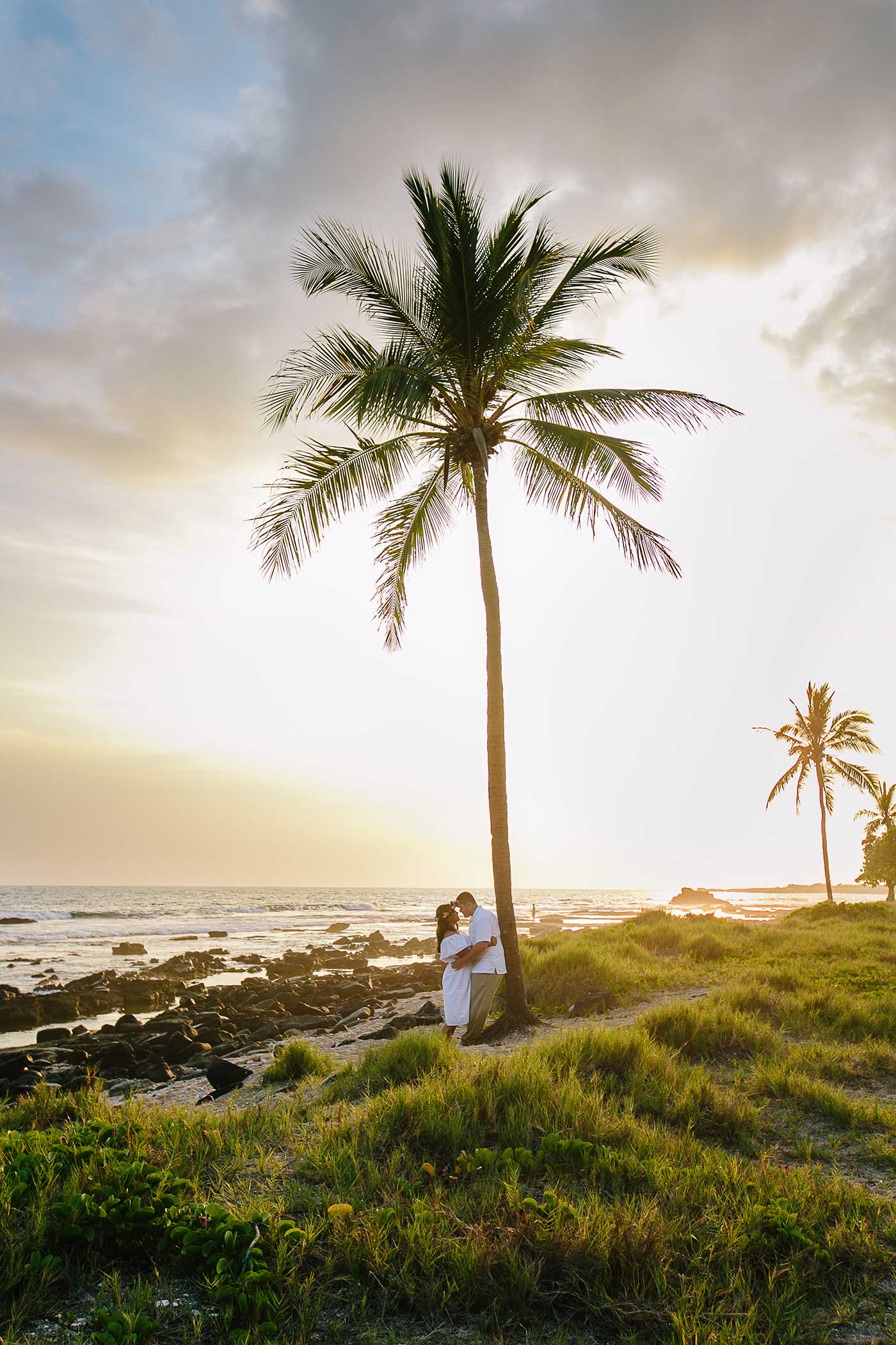 image of couple under a palm tree