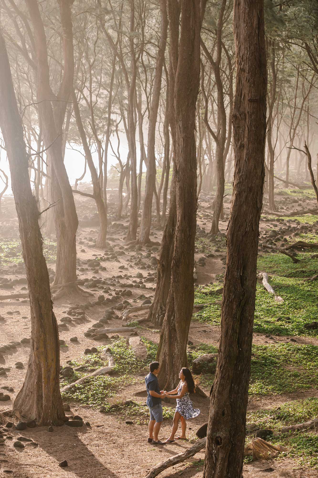 image of couple in the woods