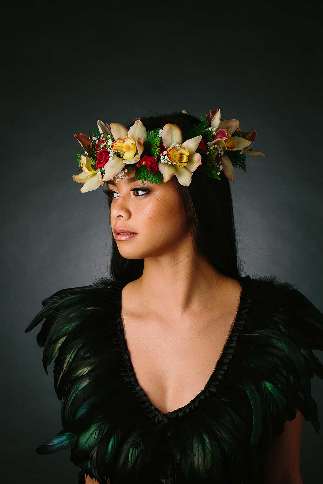 image of a senior portrait of a girl wearing a haku