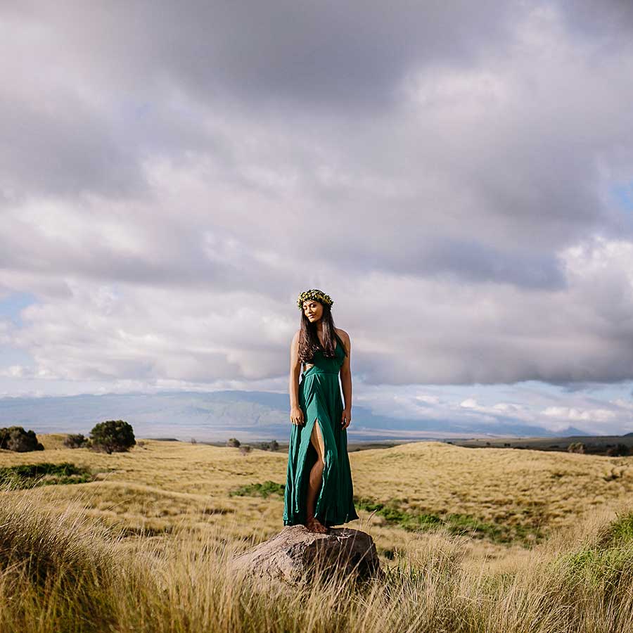 image of a senior portrait on big island lava field