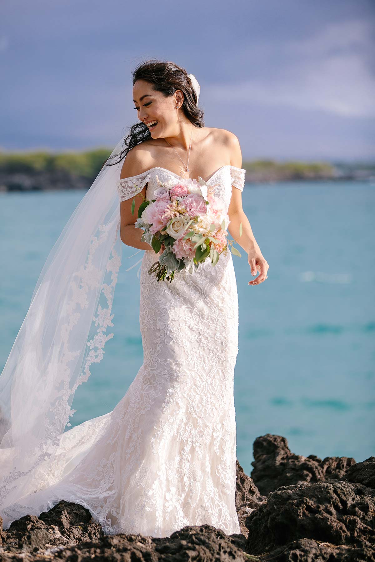 image of bride on the beach