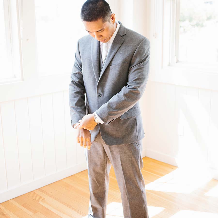 image of groom on wedding day