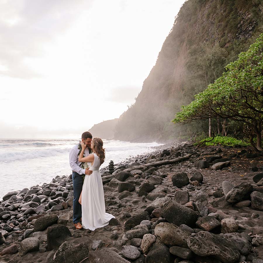 image of engaged couple at the beach